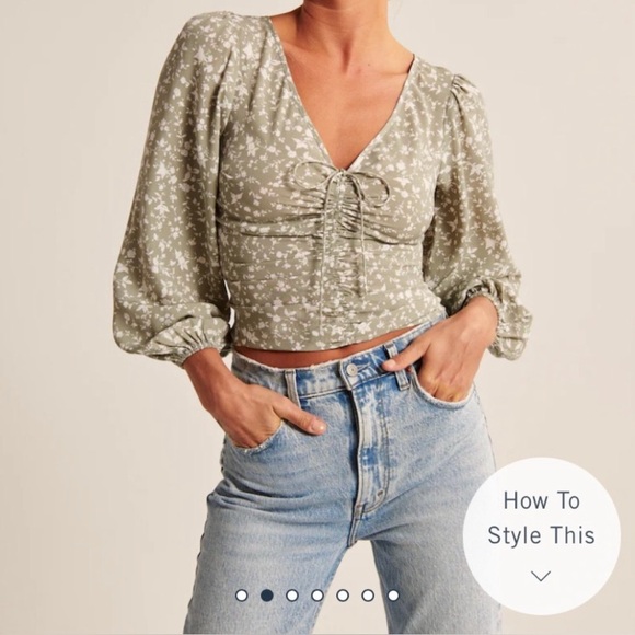 Abercrombie and Fitch Light Blue Long Sleeve Blouse - Picture 2 of 6